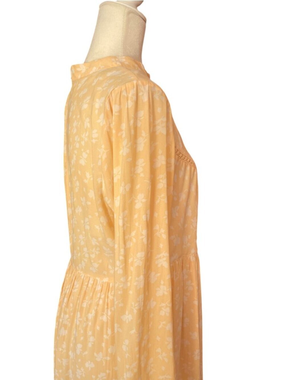 Anthropologie Something Navy Yellow Floral Maxi Dress Lightweight Front Slits Bo - Picture 8 of 16